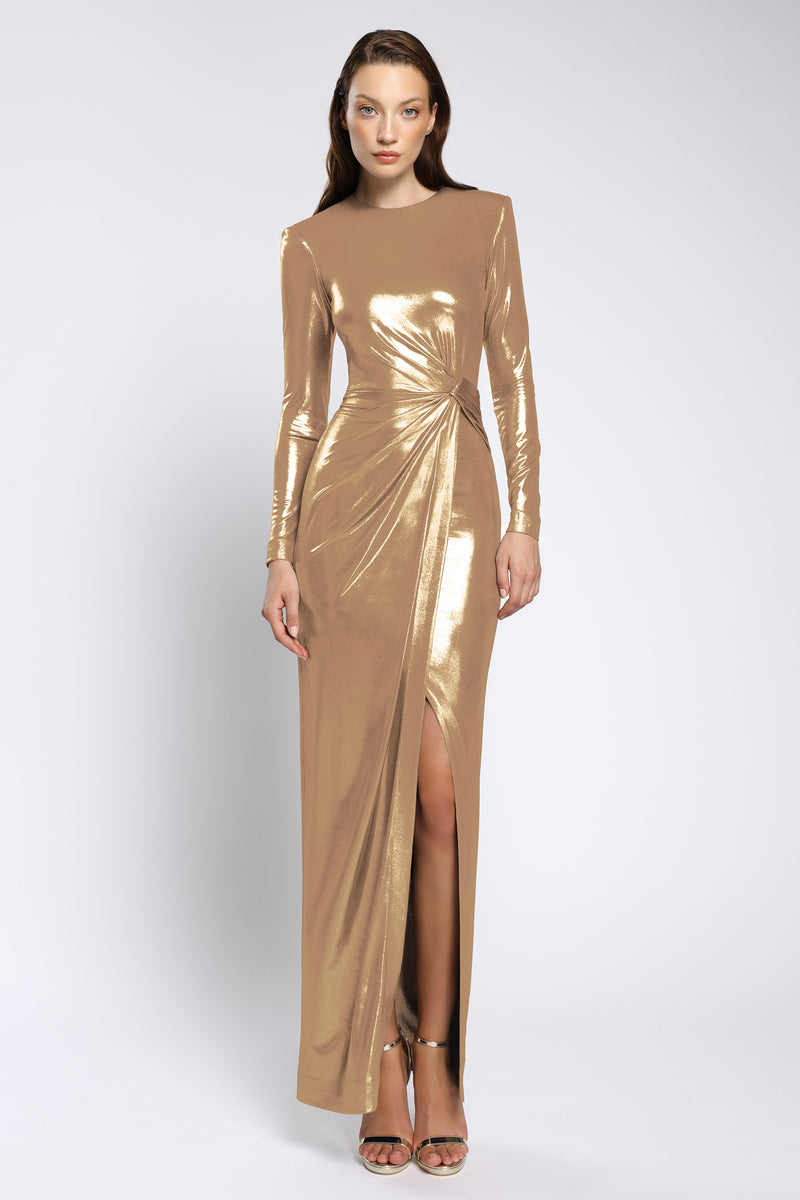 Rochie midi din lycra metalic Ornella CA179