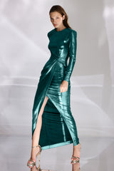 Rochie midi din lycra metalic Ornella CA179