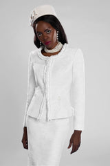 Sacou realizat din tweed si dantela cu aplicatii Jackie C141