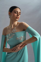 Rochie de seara din crepe si dantela cu aplicatii Kassandra CA57