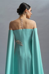 Rochie de seara din crepe si dantela cu aplicatii Kassandra CA57