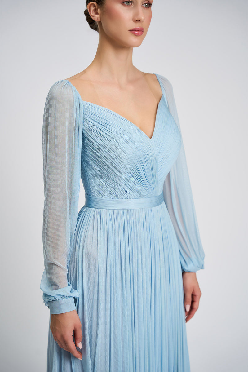 Rochie de cocktail realizata din tul de matase natural si broderie cu aplicatii Elysia CA152