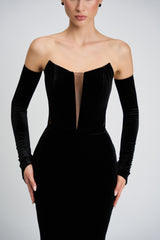 Rochie de seara realizata din catifea si dantela Romy CA89