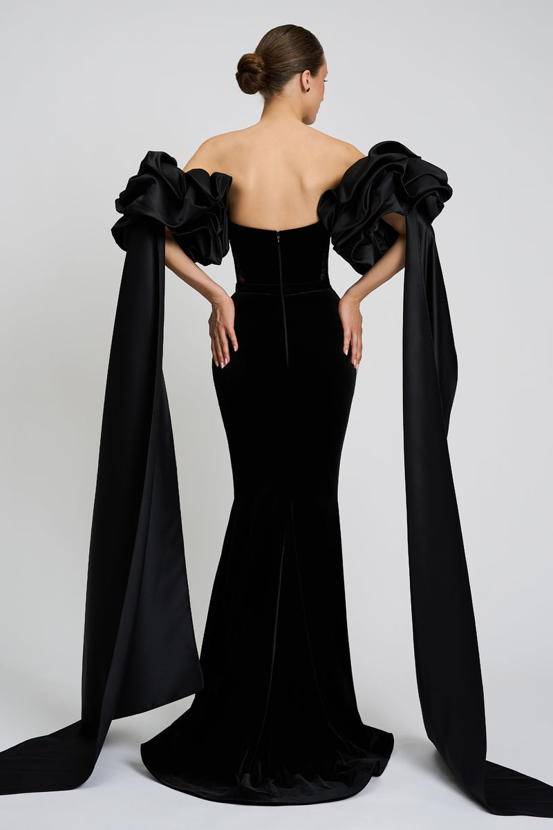 Rochie de seara realizata din catifea si dantela Romy CA89