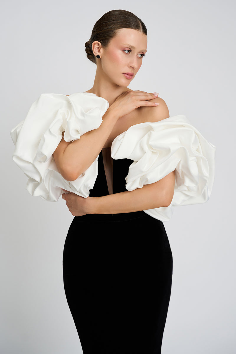 Rochie de seara realizata din catifea si dantela Romy CA89
