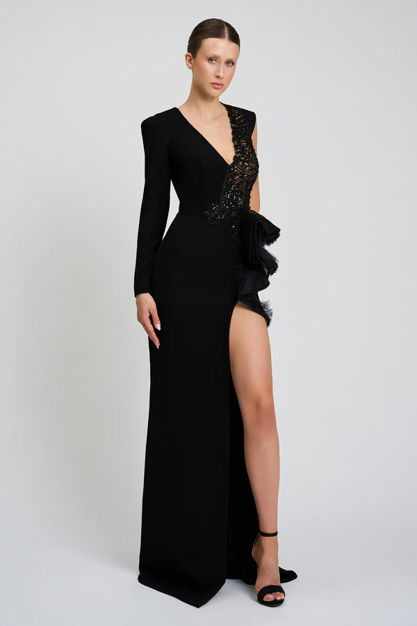 Rochie de seara lunga  confectionata din stretch-crepe CA1411