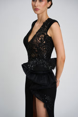 Rochie de seara lunga  confectionata din stretch-crepe CA1411