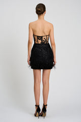 Rochie de cocktail din broderie cu aplicatii cusute manual de origine italiana si catifea CA1421