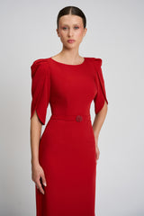 Rochie de cocktail cu maneci scurte, confectionata din stretch-crepe Consuelo CA133