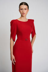Rochie de cocktail cu maneci scurte, confectionata din stretch-crepe Consuelo CA133