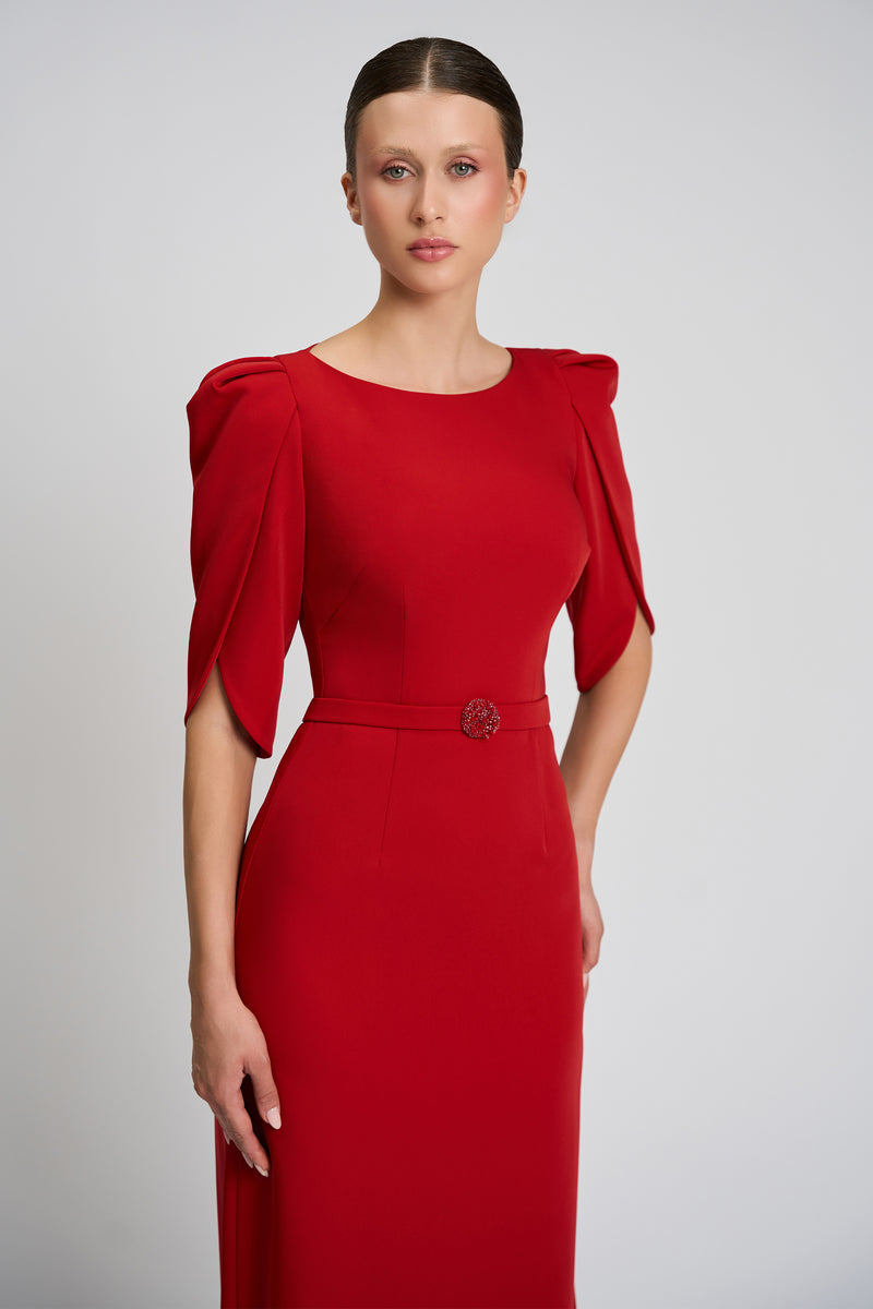 Rochie de cocktail cu maneci scurte, confectionata din stretch-crepe Consuelo CA133