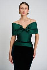 Rochie de cocktail confectionata din tafta elastica origine italiana si catifea Celeste CA1367