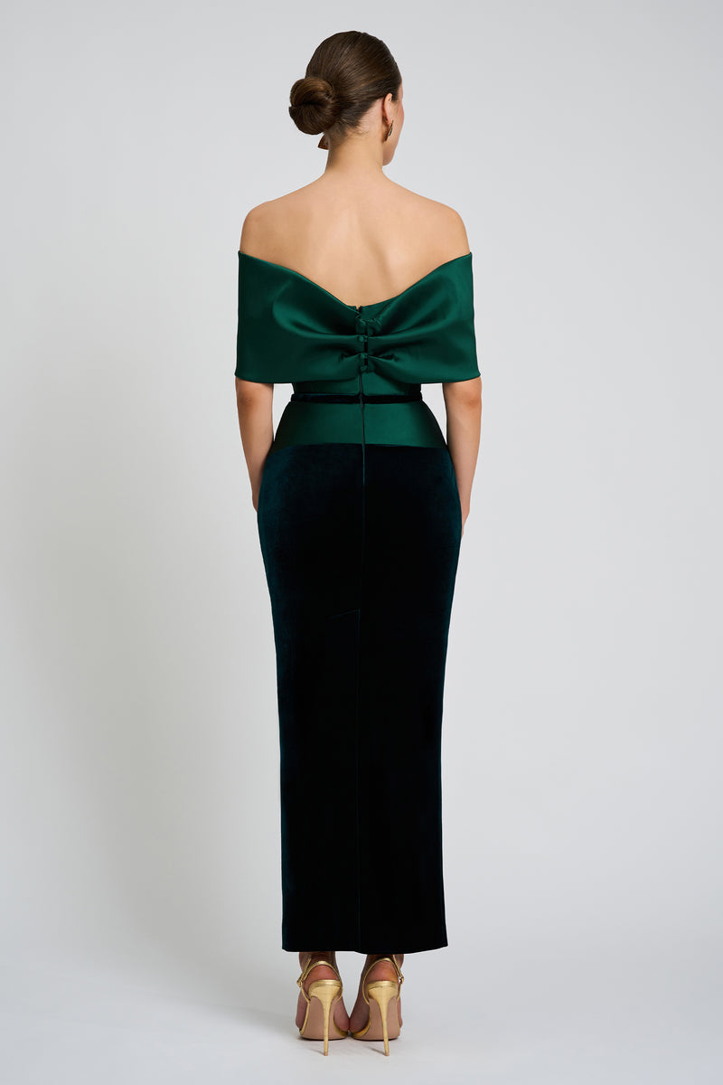 Rochie de cocktail confectionata din tafta elastica origine italiana si catifea Celeste CA1367