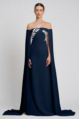 Rochie de seara din crepe si dantela cu aplicatii Kassandra CA57