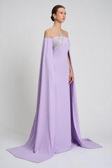 Rochie de seara din crepe si dantela cu aplicatii Kassandra CA57