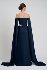 Rochie de seara din crepe si dantela cu aplicatii Kassandra CA57