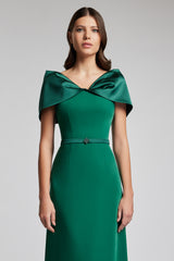 Rochie midi confectionata din crepe si satin Avalon CA205