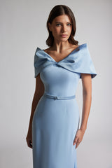 Rochie midi confectionata din crepe si satin Avalon CA205