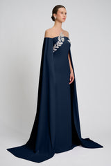Rochie de seara din crepe si dantela cu aplicatii Kassandra CA57