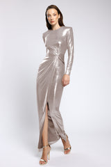 Rochie midi din lycra metalic Ornella CA179