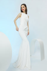 Rochie lunga de seara din stretch-crepe CA1240