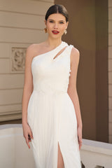 Rochie lunga realizata din tul din matase pura cu dantela Chantilly franceza CA1343