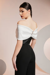 Salopeta din stretch-crepe și tafta elastica italiana CA1394