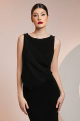 Rochie de seara din stretch-crepe si dantela Chantilly CA1398