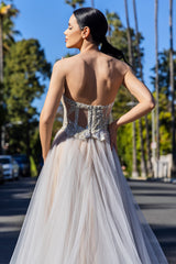 Rochie de seara din tul si broderie cu aplicatii CA1420