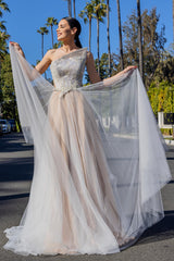 Rochie de seara din tul si broderie cu aplicatii CA1420