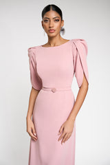 Rochie de seara cu maneci scurte, confectionata din stretch-crepe Blanca CA122