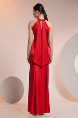 Rochie lunga tip sirena cu trena, confectionata din satin CA1395