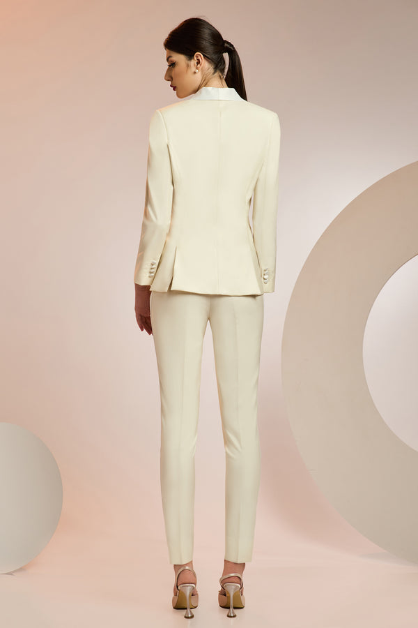 Pantaloni uni cu vipusca de matase confectionati din 100% lana Vitale Barberis Canonico Italy  C04