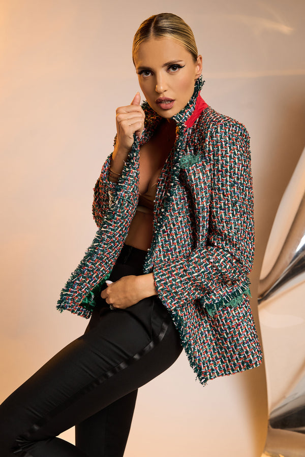 Sacou tweed cu franjuri si dantela de origine franceza – Tweed Emanuel Ungaro C1