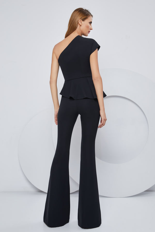 Bluza pe un umar confectionata din stretch-crepe cu peplum inserat in talie CA1166