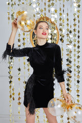 Rochie de cocktail realizata din catifea CA1223